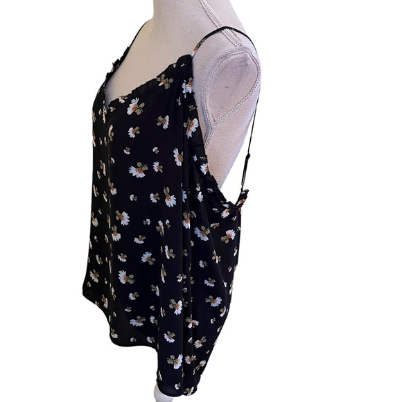 LOFT Black with Floral "Lily" Ruffle Cami XXL - Picture 5 of 9